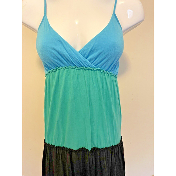 Energie Color block Tiered V-Neck Fit & Flare Waist Jersey Dress Size L - Picture 2 of 6